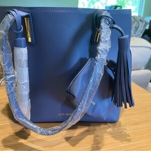 JOY & IMAN Periwinkle Lavender Tote Purse w/ Organizer Insert & Coin Purse – New